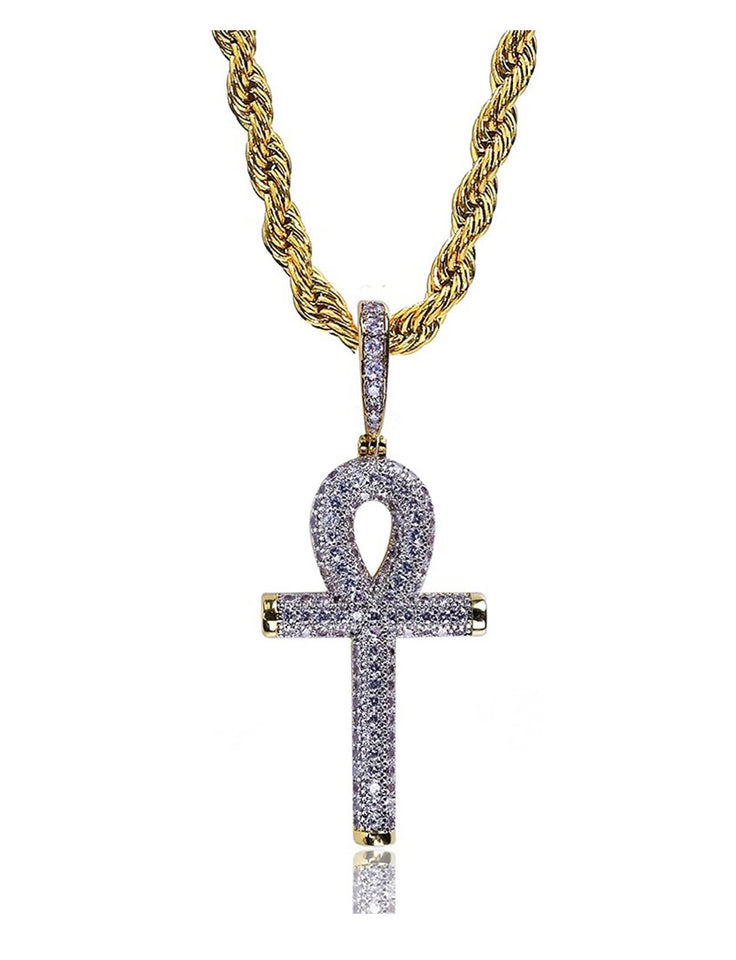 Iced Out Ankh Pendant w/ 24” chain