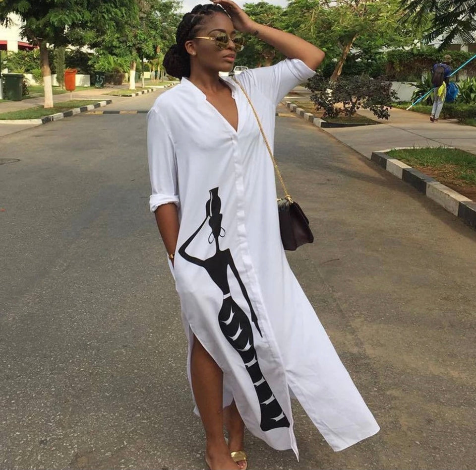 Queen Nerfetiti Button Down Dress