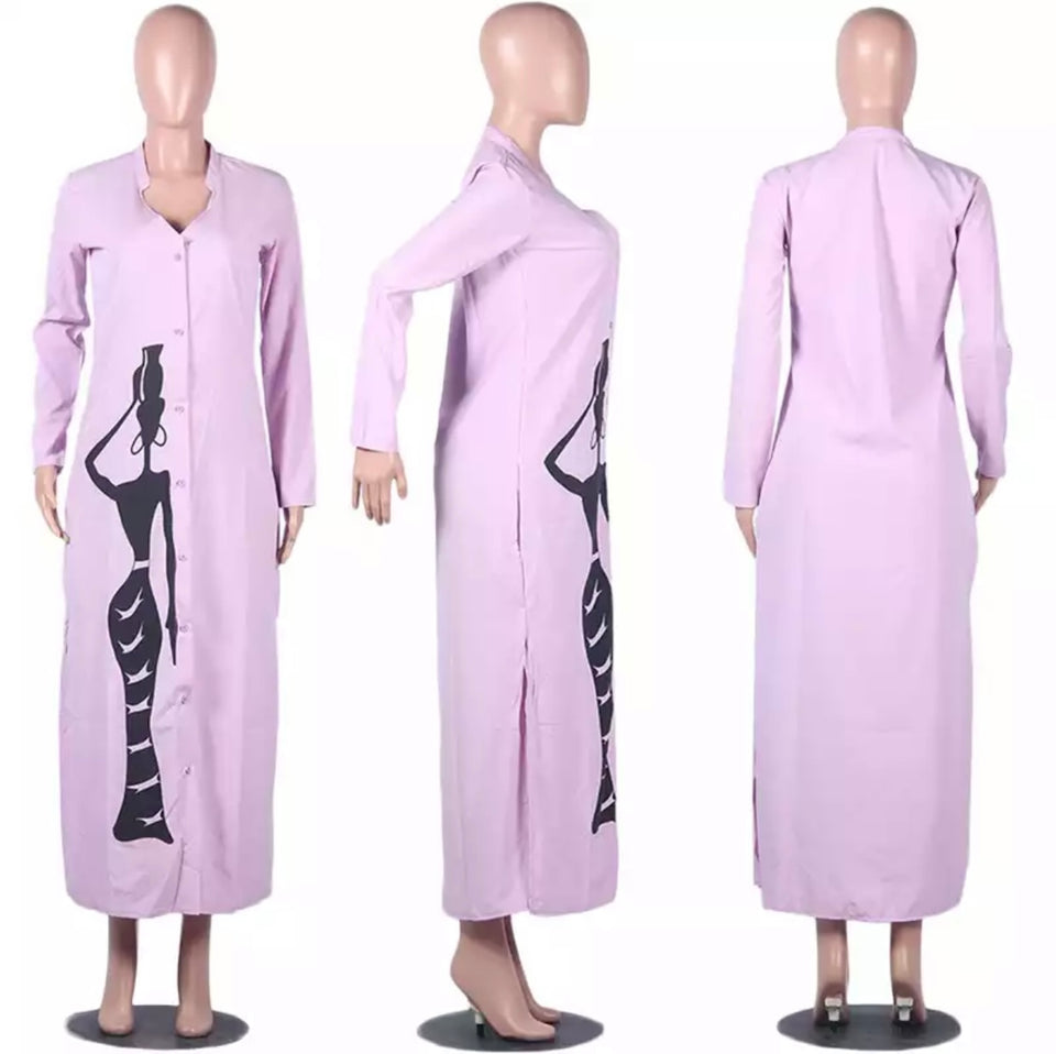 Queen Nerfetiti Button Down Dress
