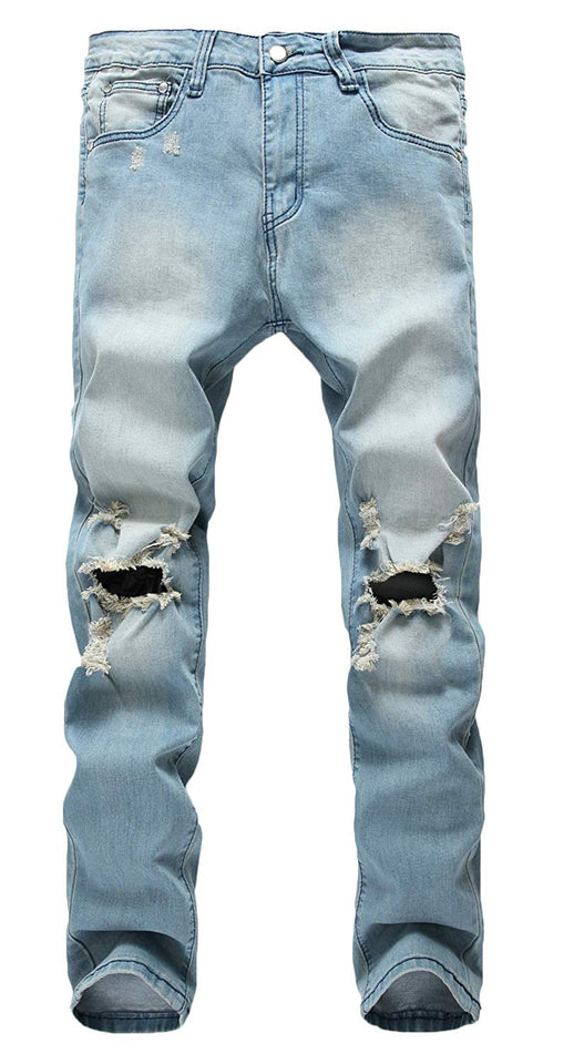Men's Slim Fit Destroyed Ripped Jeans