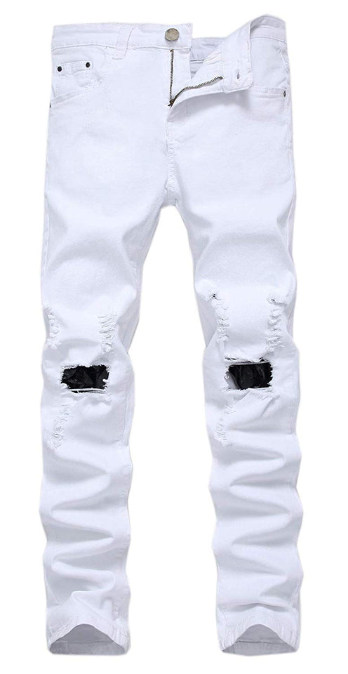 Men's Slim Fit Destroyed Ripped Jeans