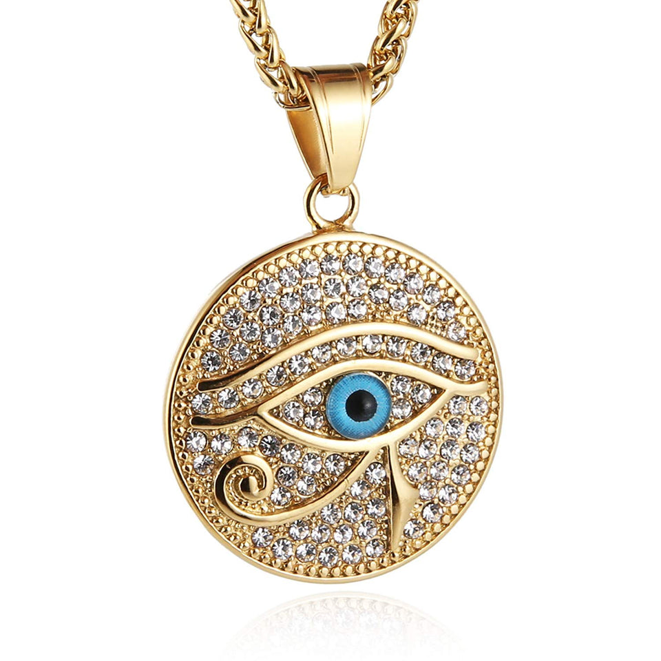 18k Gold Plated Iced Out Eye of Horus Egypt