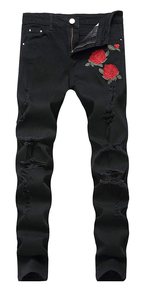 Men's Slim Fit Destroyed Ripped Jeans
