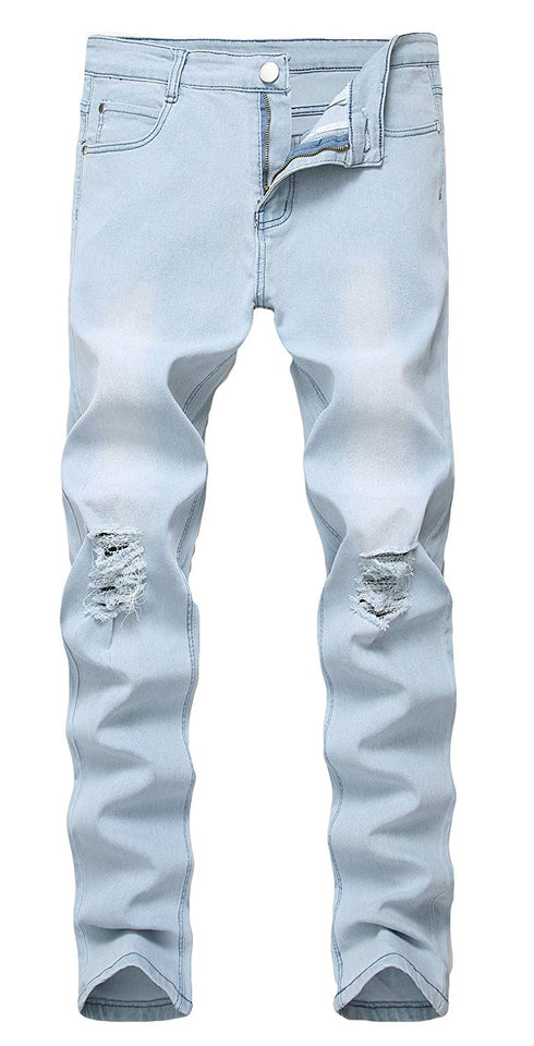 Men's Slim Fit Destroyed Ripped Jeans