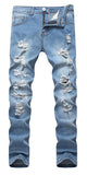 Men's Slim Fit Destroyed Ripped Jeans