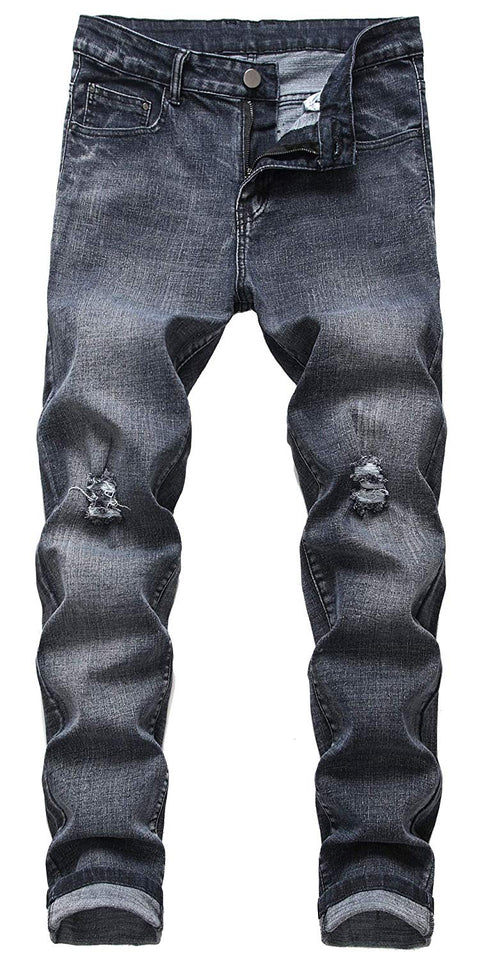 Men's Slim Fit Destroyed Ripped Jeans