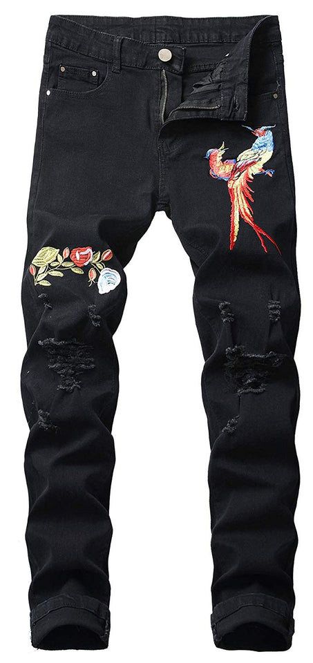 Men's Slim Fit Destroyed Ripped Jeans