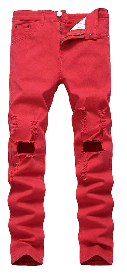Men's Slim Fit Destroyed Ripped Jeans