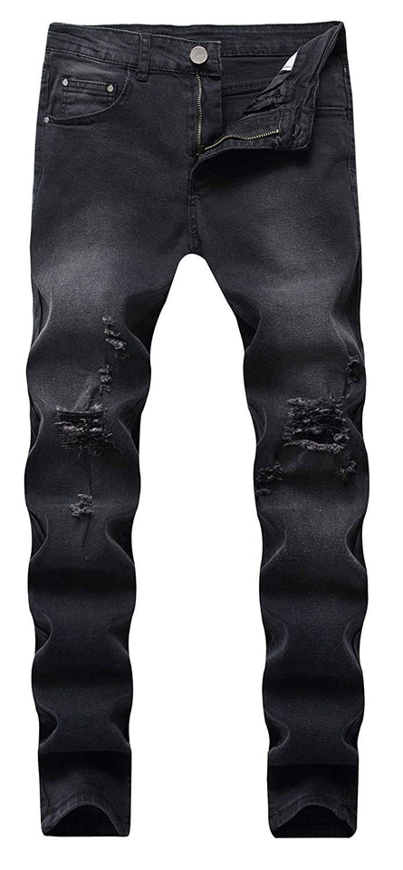 Men's Slim Fit Destroyed Ripped Jeans