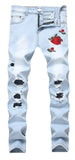 Men's Slim Fit Destroyed Ripped Jeans