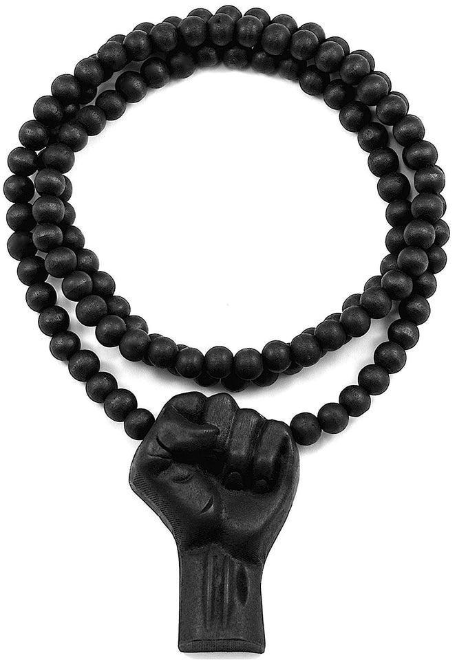 Black Power Fist All Natural Wood Pendant & Necklace