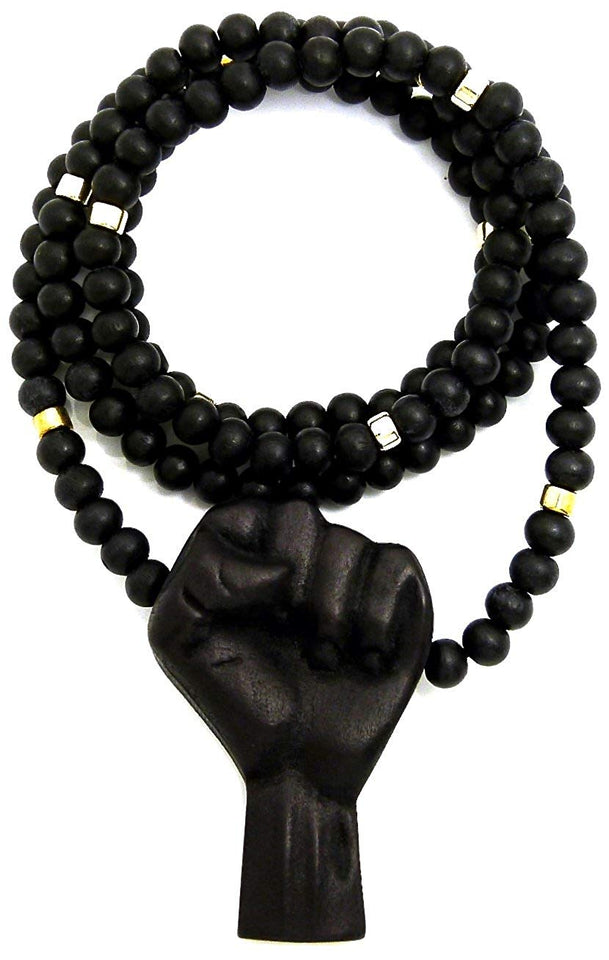 Black Power Fist All Natural Wood Pendant & Necklace