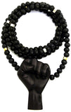 Black Power Fist All Natural Wood Pendant & Necklace