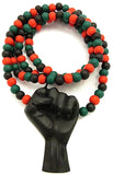 Black Power Fist All Natural Wood Pendant & Necklace