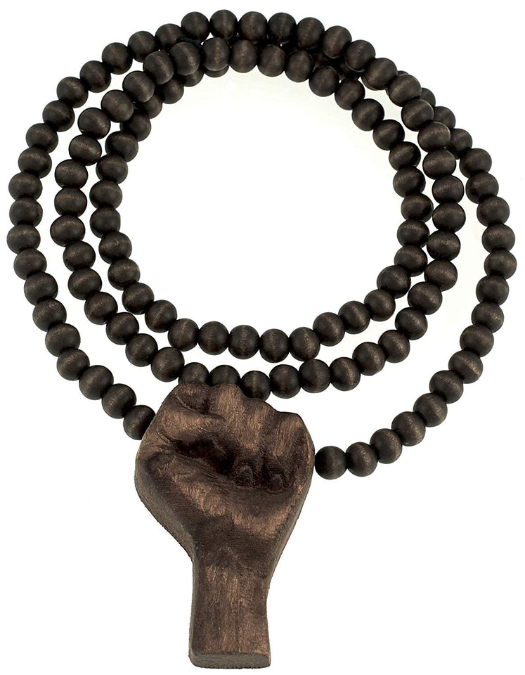 Black Power Fist All Natural Wood Pendant & Necklace